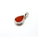 Carnelian, teardrop faceted pendant in silver