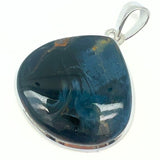 Rainbow moonstone, drop-shaped silver pendant