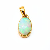 Opal drop gold plated silver pendant