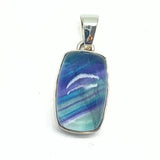 Fluorite faceted green-blue "teal" round silver pendant