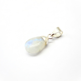 Rainbow Moonstone, Dew Crystal Drop silver pendant