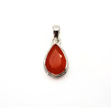 Carnelian, teardrop faceted pendant in silver