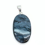 Rainbow moonstone, drop-shaped silver pendant