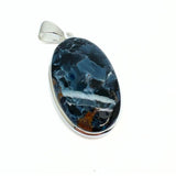 Rainbow moonstone, drop-shaped silver pendant