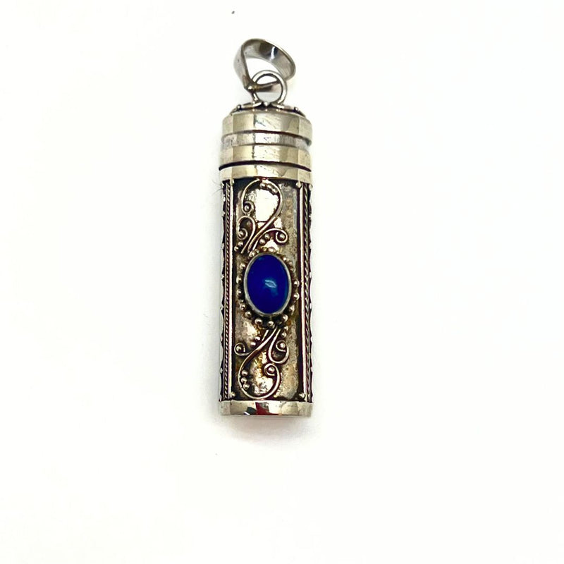 Prayer cylinder, pendant with amethyst