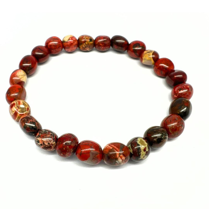 Jasper poppy, tumbled bracelet