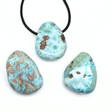 Larimar, tumbled pendant with holes