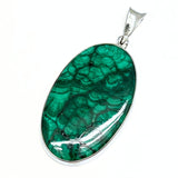Malakit stor, oval, unik sten i silverhänge