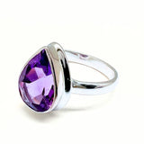 Ametist fasettslipad droppe i silverring