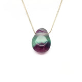 Fluorite necklace with silver or gold plated chain