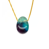 Fluorite necklace with silver or gold plated chain