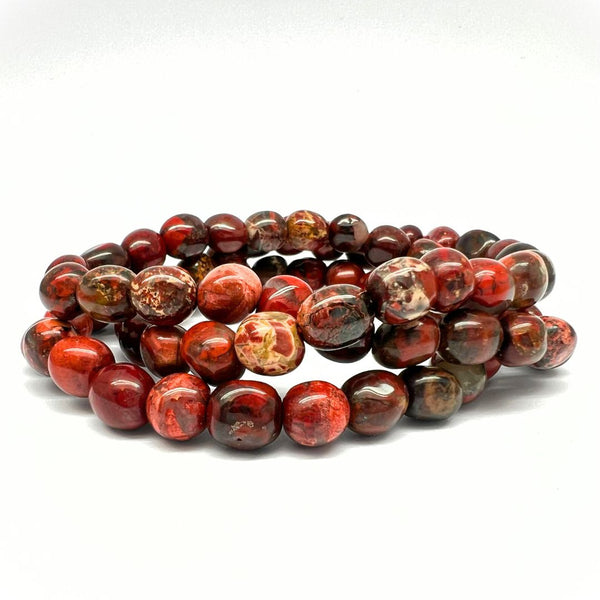 Jasper poppy, tumbled bracelet