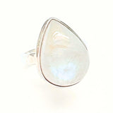 Rainbow pattern stone, smooth ring in sterling silver