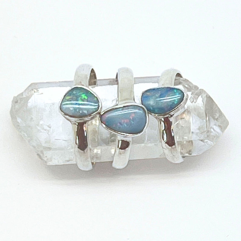 Opal ring irregular shape genuine opal