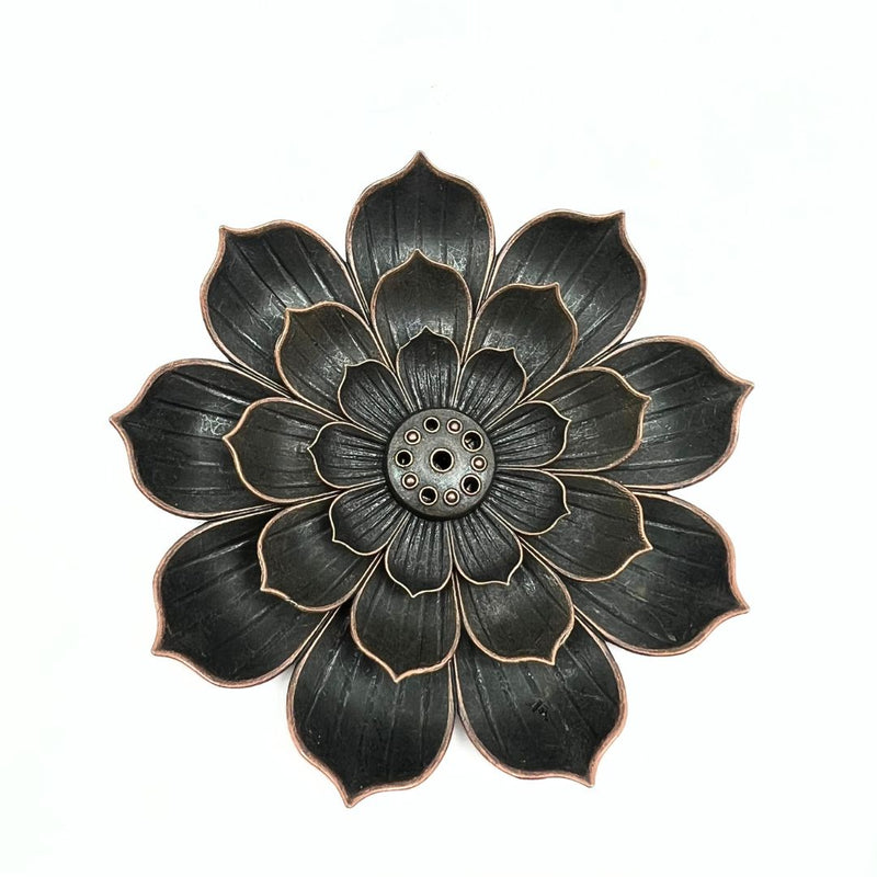 Rökelsehållare Lotus Mörk Oxiderad Mässing