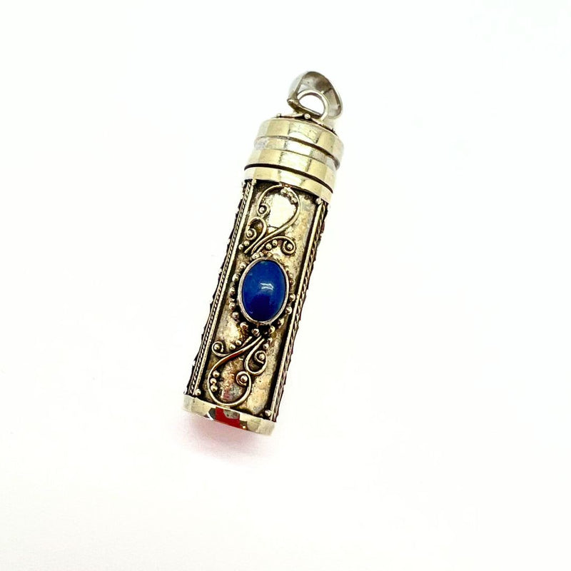 Prayer cylinder, pendant with amethyst