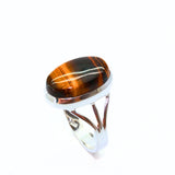 Tiger Eye unique silver ring size 10