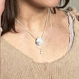 Rainbow moonstone necklace with silver or gold plated chain