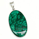 Malakit stor, oval, unik sten i silverhänge