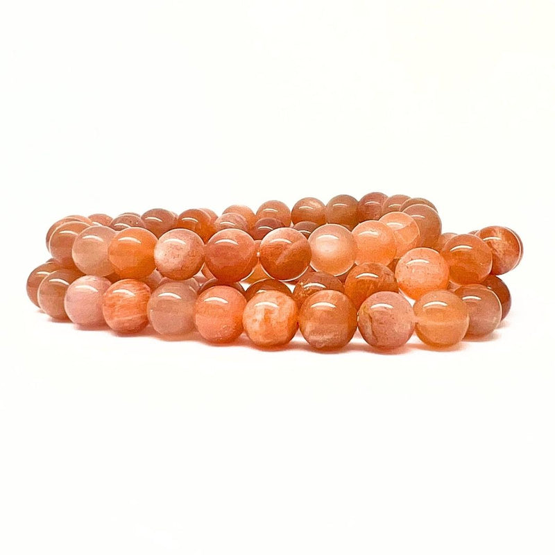 Månsten, Orange armband runda pärlor 8mm