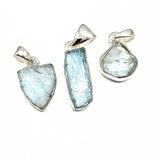 Aquamarine, natural raw shapes in silver, 2 sizes