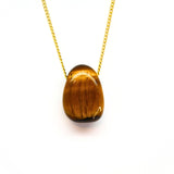 Tiger eye necklace with silver or gold-plated chain