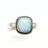 Opalring oval äkta sten med silverfiligran