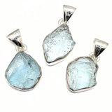 Aquamarine, natural raw shapes in silver, 2 sizes