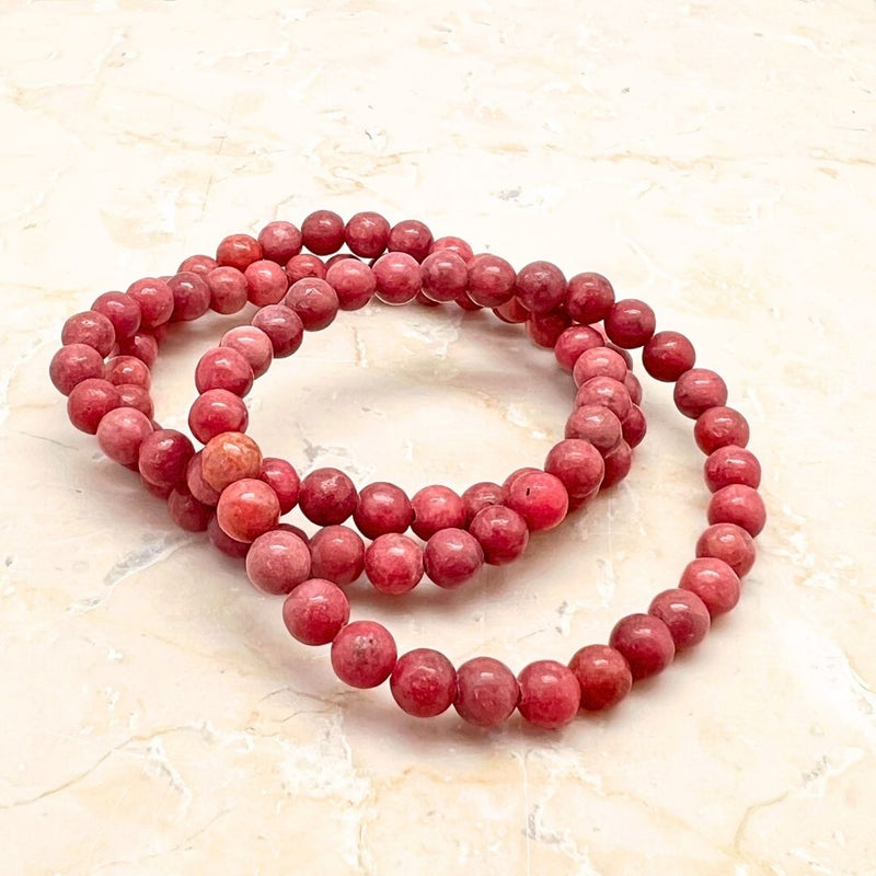 Rhodonite, round cut bracelet 6-7 mm