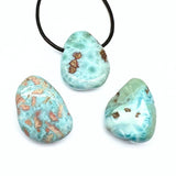 Larimar, tumbled pendant with holes