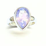 Amethyst, cabochon cut oval in silver ring