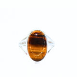 Tiger Eye unique silver ring size 10