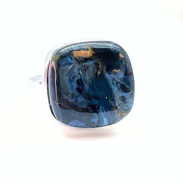 Rainbow moonstone, drop-shaped silver pendant