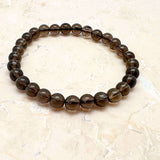 Smoky quartz, bracelet with round 6 beads