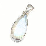 Rainbow moonstone, faceted pendant in silver