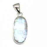 Rainbow moonstone, faceted pendant in silver