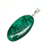 Malakit stor, oval, unik sten i silverhänge