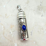 Prayer cylinder, pendant with amethyst