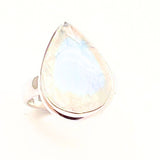 Rainbow pattern stone, smooth ring in sterling silver