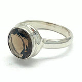 Smoky quartz, square silver ring