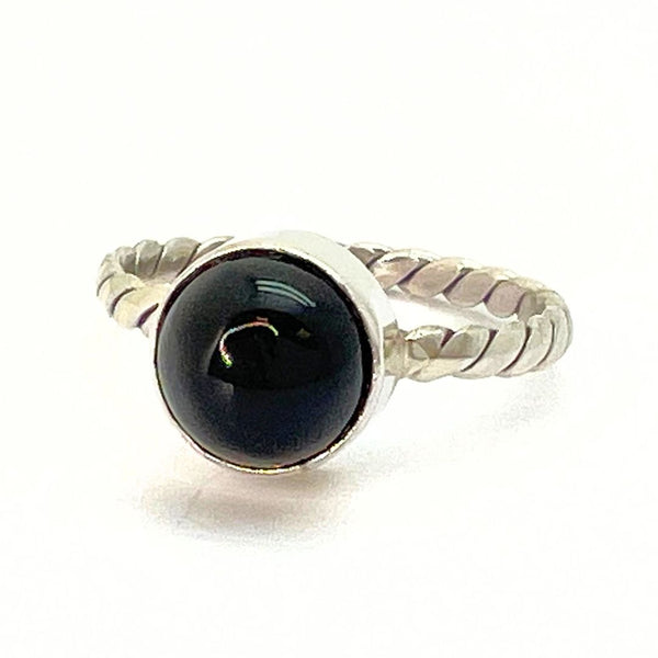 Onyx silver filigree silver ring