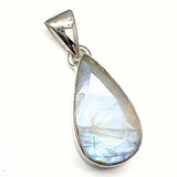 Rainbow moonstone, faceted pendant in silver