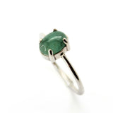 Emerald, claw-set oval emerald in silver setting