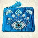 Vaaleanpunainen samettinen kangaskassi, jossa on elämän puu