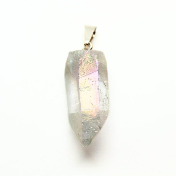 Angel quartz, tip in silver setting