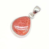 Sunstone, silver pendant in drop shape