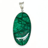 Malakit stor, oval, unik sten i silverhänge