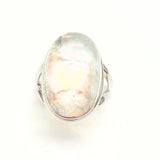 Sateenkaarikuvioinen kivi, sileä sormus sterlinghopeaa