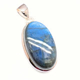 Labradorite, drop-shaped silver pendant with filigree edge