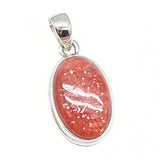 Sunstone, silver pendant in oval cabochon